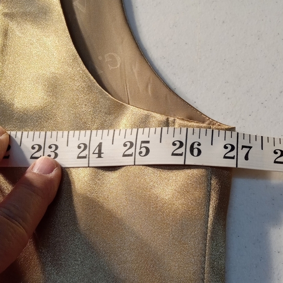 Gianni Vironi Unisex 48R/42W Longline Gold Satin Vest Formal Sleeveless Button - Picture 4 of 9